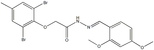 2-(2,6-dibromo-4-methylphenoxy)-N'-(2,4-dimethoxybenzylidene)acetohydrazide Struktur