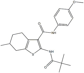 2-[(2,2-dimethylpropanoyl)amino]-N-(4-methoxyphenyl)-6-methyl-4,5,6,7-tetrahydro-1-benzothiophene-3-carboxamide Struktur