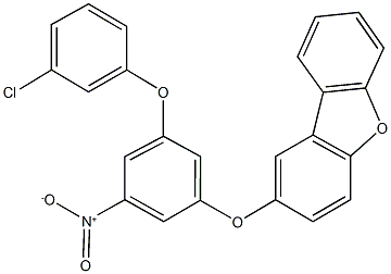 2-[3-(3-chlorophenoxy)-5-nitrophenoxy]dibenzo[b,d]furan Struktur