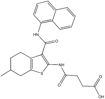 4-({6-methyl-3-[(1-naphthylamino)carbonyl]-4,5,6,7-tetrahydro-1-benzothien-2-yl}amino)-4-oxobutanoic acid Struktur