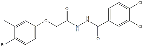 N'-[(4-bromo-3-methylphenoxy)acetyl]-3,4-dichlorobenzohydrazide Struktur