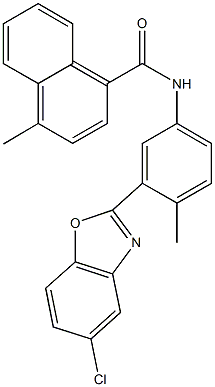 N-[3-(5-chloro-1,3-benzoxazol-2-yl)-4-methylphenyl]-4-methyl-1-naphthamide Struktur