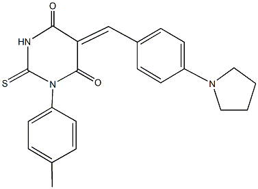 1-(4-methylphenyl)-5-[4-(1-pyrrolidinyl)benzylidene]-2-thioxodihydro-4,6(1H,5H)-pyrimidinedione Struktur