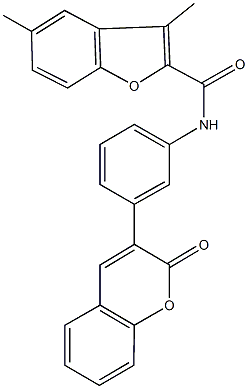 3,5-dimethyl-N-[3-(2-oxo-2H-chromen-3-yl)phenyl]-1-benzofuran-2-carboxamide Struktur