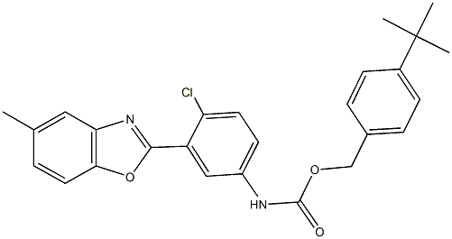 4-tert-butylbenzyl 4-chloro-3-(5-methyl-1,3-benzoxazol-2-yl)phenylcarbamate Struktur