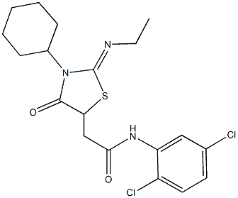 2-[3-cyclohexyl-2-(ethylimino)-4-oxo-1,3-thiazolidin-5-yl]-N-(2,5-dichlorophenyl)acetamide Struktur