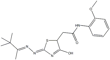 2-{4-hydroxy-2-[(1,2,2-trimethylpropylidene)hydrazono]-2,5-dihydro-1,3-thiazol-5-yl}-N-(2-methoxyphenyl)acetamide Struktur