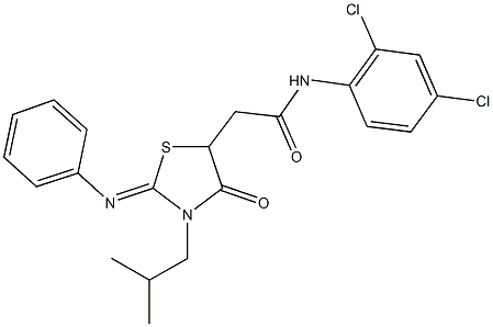 N-(2,4-dichlorophenyl)-2-[3-isobutyl-4-oxo-2-(phenylimino)-1,3-thiazolidin-5-yl]acetamide Struktur