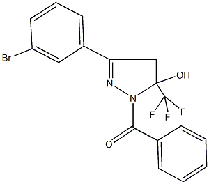 1-benzoyl-3-(3-bromophenyl)-5-(trifluoromethyl)-4,5-dihydro-1H-pyrazol-5-ol Struktur