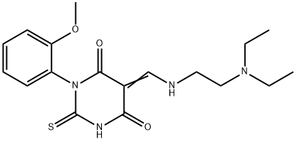 5-({[2-(diethylamino)ethyl]amino}methylene)-1-(2-methoxyphenyl)-2-thioxodihydro-4,6(1H,5H)-pyrimidinedione Struktur