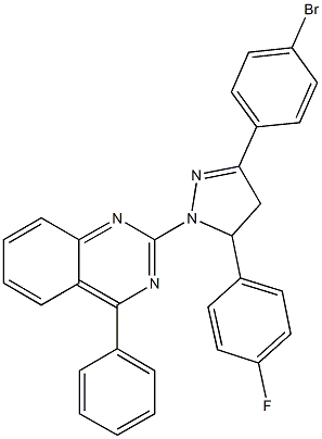 2-[3-(4-bromophenyl)-5-(4-fluorophenyl)-4,5-dihydro-1H-pyrazol-1-yl]-4-phenylquinazoline Struktur