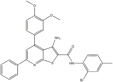 3-amino-N-(2-bromo-4-methylphenyl)-4-(3,4-dimethoxyphenyl)-6-phenylthieno[2,3-b]pyridine-2-carboxamide Struktur