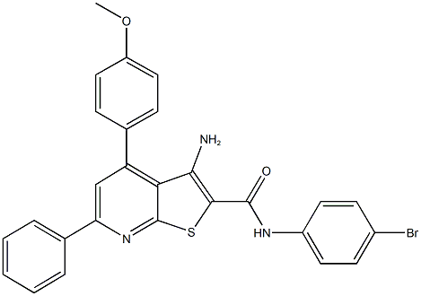 3-amino-N-(4-bromophenyl)-4-(4-methoxyphenyl)-6-phenylthieno[2,3-b]pyridine-2-carboxamide Struktur