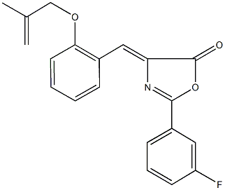 2-(3-fluorophenyl)-4-{2-[(2-methyl-2-propenyl)oxy]benzylidene}-1,3-oxazol-5(4H)-one Struktur