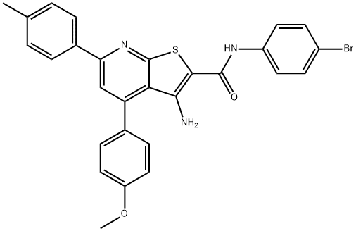 3-amino-N-(4-bromophenyl)-4-(4-methoxyphenyl)-6-(4-methylphenyl)thieno[2,3-b]pyridine-2-carboxamide Struktur