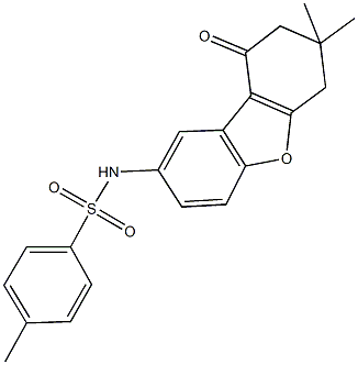 N-(7,7-dimethyl-9-oxo-6,7,8,9-tetrahydrodibenzo[b,d]furan-2-yl)-4-methylbenzenesulfonamide Struktur