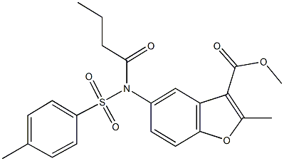 methyl 5-{butyryl[(4-methylphenyl)sulfonyl]amino}-2-methyl-1-benzofuran-3-carboxylate Struktur