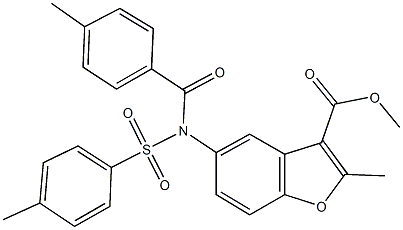 methyl 2-methyl-5-{(4-methylbenzoyl)[(4-methylphenyl)sulfonyl]amino}-1-benzofuran-3-carboxylate Struktur