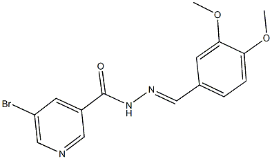 5-bromo-N'-(3,4-dimethoxybenzylidene)nicotinohydrazide Struktur