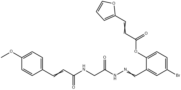 4-bromo-2-[2-({[3-(4-methoxyphenyl)acryloyl]amino}acetyl)carbohydrazonoyl]phenyl 3-(2-furyl)acrylate Struktur