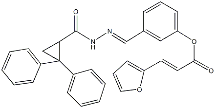 3-{2-[(2,2-diphenylcyclopropyl)carbonyl]carbohydrazonoyl}phenyl 3-(2-furyl)acrylate Struktur