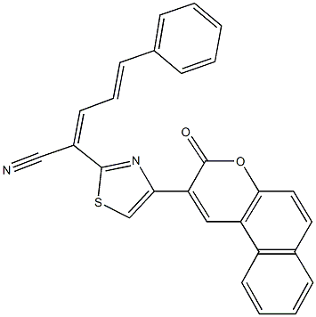 2-[4-(3-oxo-3H-benzo[f]chromen-2-yl)-1,3-thiazol-2-yl]-5-phenyl-2,4-pentadienenitrile Struktur