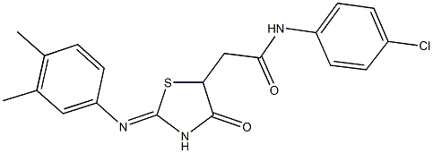 N-(4-chlorophenyl)-2-{2-[(3,4-dimethylphenyl)imino]-4-oxo-1,3-thiazolidin-5-yl}acetamide Struktur