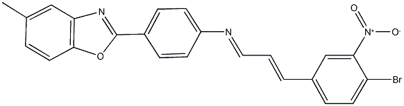 2-{4-[(3-{4-bromo-3-nitrophenyl}-2-propenylidene)amino]phenyl}-5-methyl-1,3-benzoxazole Struktur