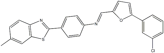 N-{[5-(3-chlorophenyl)-2-furyl]methylene}-N-[4-(6-methyl-1,3-benzothiazol-2-yl)phenyl]amine Struktur