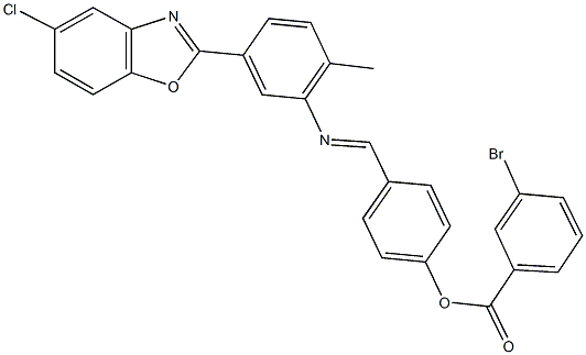 4-({[5-(5-chloro-1,3-benzoxazol-2-yl)-2-methylphenyl]imino}methyl)phenyl 3-bromobenzoate Struktur