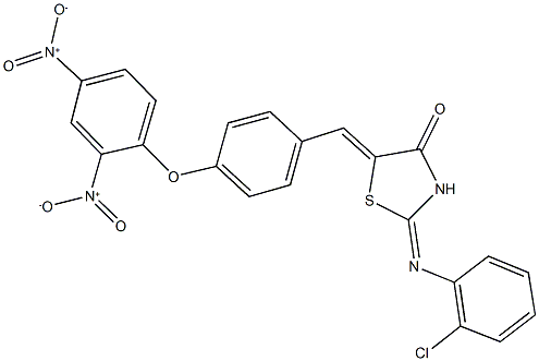 5-(4-{2,4-bisnitrophenoxy}benzylidene)-2-[(2-chlorophenyl)imino]-1,3-thiazolidin-4-one Struktur