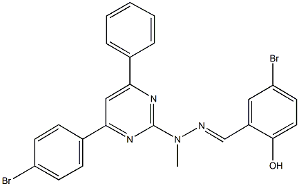 5-bromo-2-hydroxybenzaldehyde [4-(4-bromophenyl)-6-phenyl-2-pyrimidinyl](methyl)hydrazone Struktur