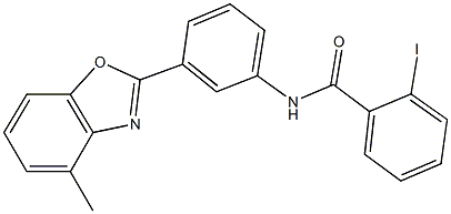 2-iodo-N-[3-(4-methyl-1,3-benzoxazol-2-yl)phenyl]benzamide Struktur