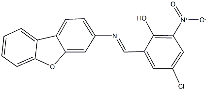 4-chloro-2-[(dibenzo[b,d]furan-3-ylimino)methyl]-6-nitrophenol Struktur