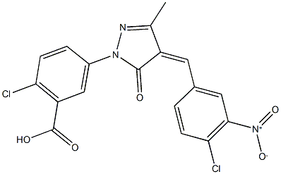 2-chloro-5-(4-{4-chloro-3-nitrobenzylidene}-3-methyl-5-oxo-4,5-dihydro-1H-pyrazol-1-yl)benzoic acid Struktur