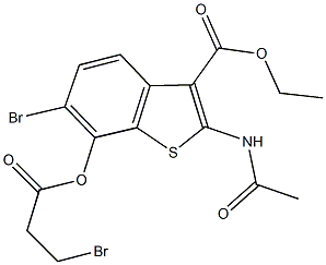 ethyl 2-(acetylamino)-6-bromo-7-[(3-bromopropanoyl)oxy]-1-benzothiophene-3-carboxylate Struktur