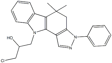 1-chloro-3-(5,5-dimethyl-3-phenyl-4,5-dihydropyrazolo[4,3-a]carbazol-10(3H)-yl)-2-propanol Struktur