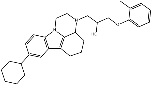 1-(8-cyclohexyl-1,2,3a,4,5,6-hexahydro-3H-pyrazino[3,2,1-jk]carbazol-3-yl)-3-(2-methylphenoxy)-2-propanol Struktur