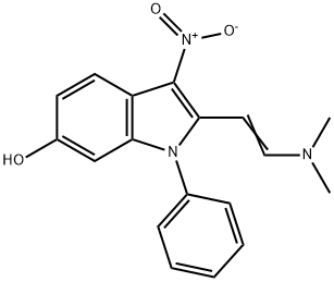 2-[2-(dimethylamino)vinyl]-3-nitro-1-phenyl-1H-indol-6-ol Struktur