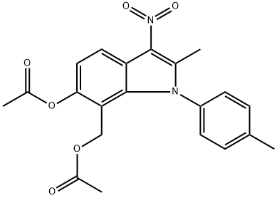 [6-(acetyloxy)-3-nitro-2-methyl-1-(4-methylphenyl)-1H-indol-7-yl]methyl acetate Struktur