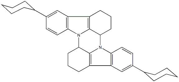 5,13-dicyclohexyl-1,2,3,8a,9,10,11,16a-octahydrodiindolo[3,2,1-de:3,2,1-kl]phenazine Struktur