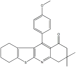 11-(4-methoxyphenyl)-8,8-dimethyl-2,3,4,7,8,9-hexahydro[1]benzothieno[2,3-b]quinolin-10(1H)-one Struktur