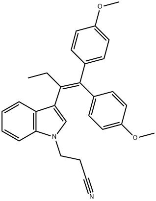 3-{3-[1-ethyl-2,2-bis(4-methoxyphenyl)vinyl]-1H-indol-1-yl}propanenitrile Struktur