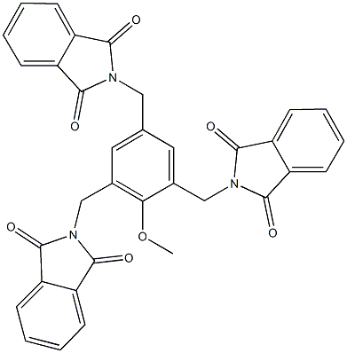 2-{3,5-bis[(1,3-dioxo-1,3-dihydro-2H-isoindol-2-yl)methyl]-2-methoxybenzyl}-1H-isoindole-1,3(2H)-dione Struktur