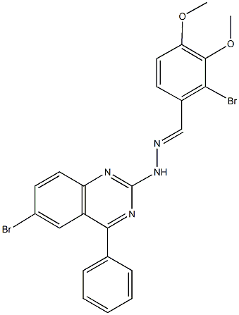 2-bromo-3,4-dimethoxybenzaldehyde (6-bromo-4-phenyl-2-quinazolinyl)hydrazone Struktur