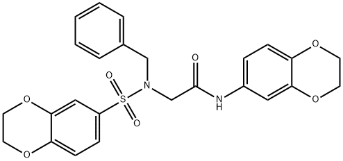 2-[benzyl(2,3-dihydro-1,4-benzodioxin-6-ylsulfonyl)amino]-N-(2,3-dihydro-1,4-benzodioxin-6-yl)acetamide Struktur