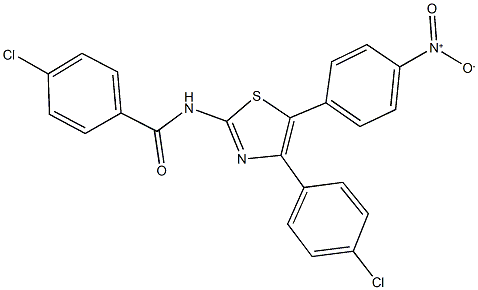 4-chloro-N-(4-(4-chlorophenyl)-5-{4-nitrophenyl}-1,3-thiazol-2-yl)benzamide Struktur