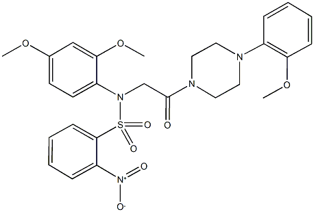 N-(2,4-dimethoxyphenyl)-2-nitro-N-{2-[4-(2-methoxyphenyl)-1-piperazinyl]-2-oxoethyl}benzenesulfonamide Struktur