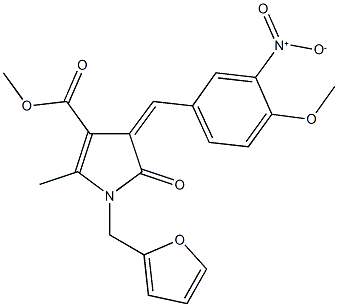 methyl 1-(2-furylmethyl)-4-{3-nitro-4-methoxybenzylidene}-2-methyl-5-oxo-4,5-dihydro-1H-pyrrole-3-carboxylate Struktur