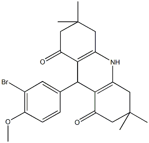 9-(3-bromo-4-methoxyphenyl)-3,3,6,6-tetramethyl-3,4,6,7,9,10-hexahydro-1,8(2H,5H)-acridinedione Struktur